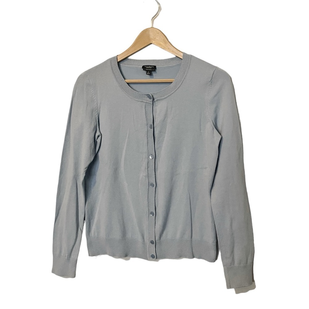 Talbots Pima Cotton Periwinkle/Sky Blue Cardigan - Size Small